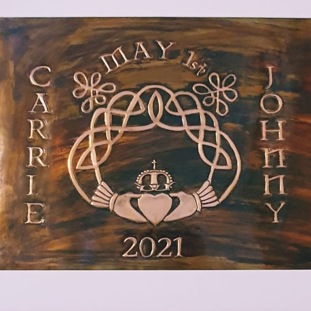 Bespoke Irish Wedding Gift – Handcrafted Copper Claddagh Artwork