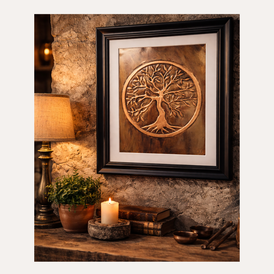 A lifestyle image of the Tree of Life symbolises connection, balance, and continuity. Its roots represent grounding, heritage, and our connection to the past; the trunk signifies strength and personal growth; and the branches reaching upward reflect renewal, hope, and the link between earth, sky, and spirit.
