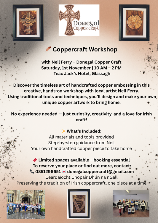 🪶 Coppercraft Workshop at Teac Jack’s Hotel  Saturday, 1st November | 10 AM – 2 PM | Glassagh, Donegal