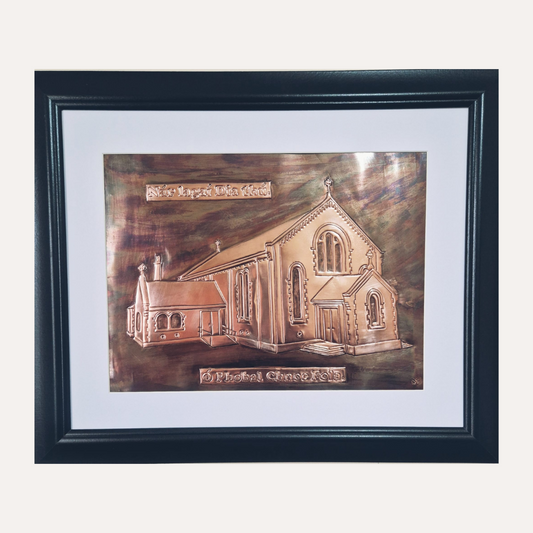 Bespoke Copper Church Portrait – Parish Priest Retirement Gift