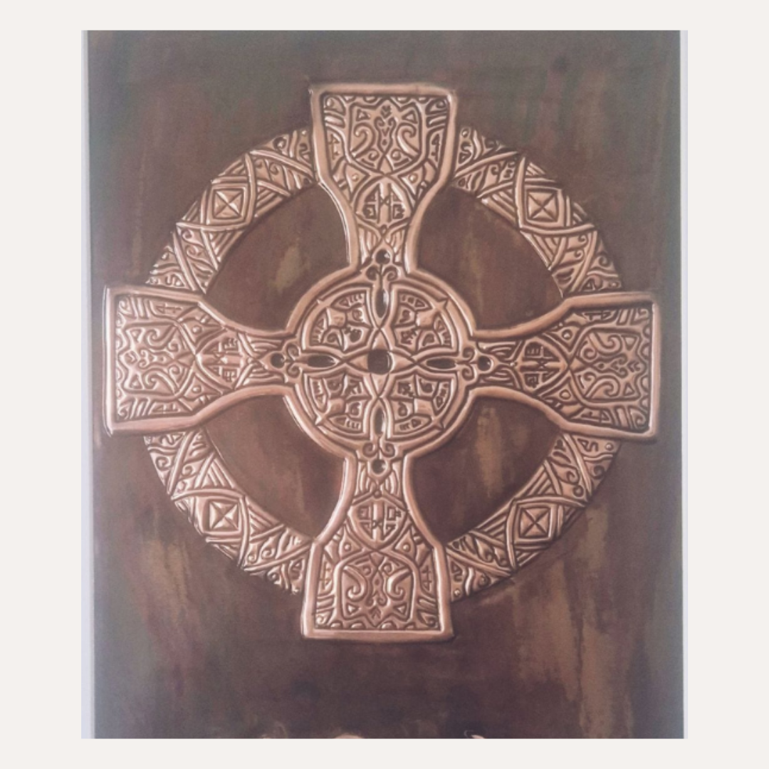 Stunning knotwork in this Celtic design of copper artwork